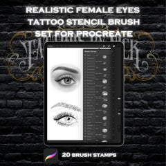 Female Eye Tattoo Stencil Brush Set For Procreate