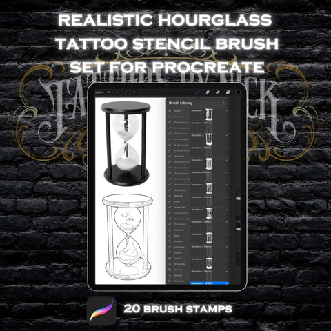 Hourglass Tattoo Stencil Brush Set For Procreate