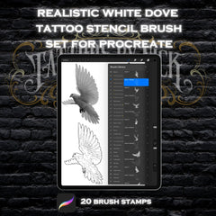 White Dove Tattoo Stencil Brush Set For Procreate